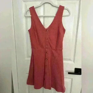 Coral tank dress with button detail